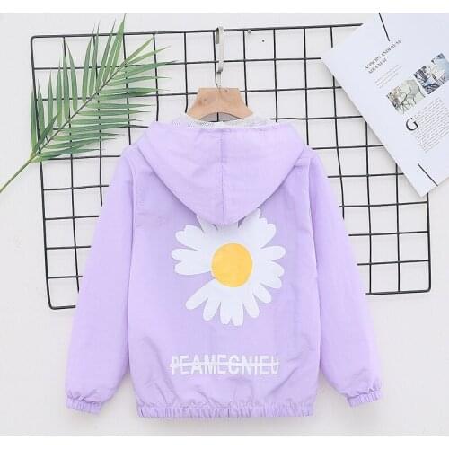 Summer Quick-Drying Child Coat Anti-UV Breathable Lavender Chrysanthemum Baby Girls Thin Jackets Kids Outfits For 110-160cm