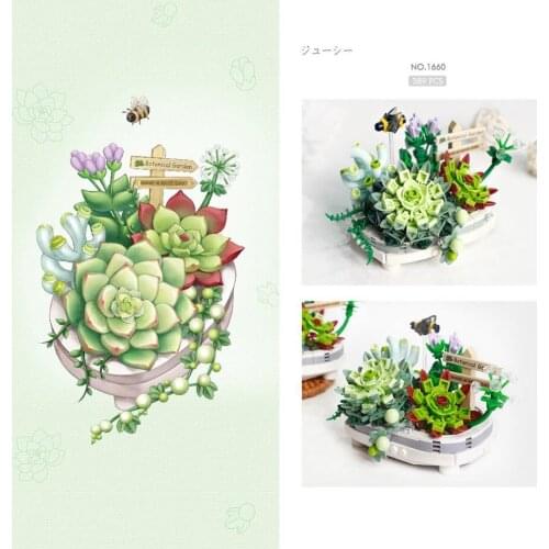 Loz model moc mini diamond block creative Succulent Potted plants assemble building bricks educational toys for adult gifts