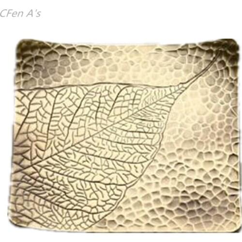 CFen As Metal alloy Coasters Kongfu Tea Cup Holder Mat Pad Square Drink Coasters Drinks Mat Branded Leaves Coaster 1pc