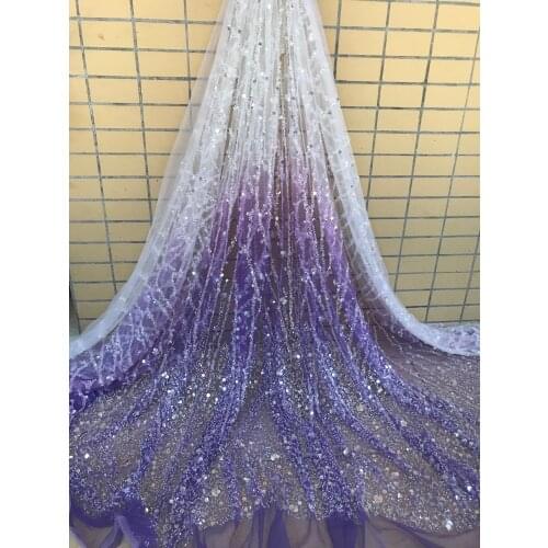 Fashion SYJ-686820 Embroidery Tulle Fabric French Tulle Lace Fabric Mesh Material High Quality with sequins and beads