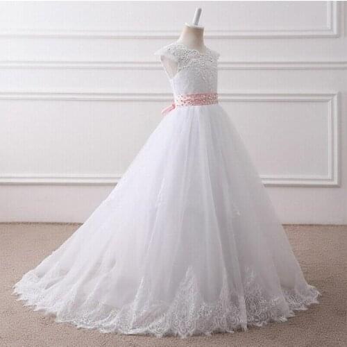 Real Photo White Princess Ball Gown Flower Girl Dresses Princess Vintage Elegant Girls Dresses For Wedding Custom