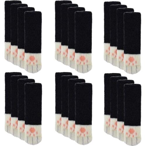 Chair Socks,24PCS(6 Set)Chair Leg Covers Cat Foot Shaped Knitted Furniture Feet Socks Chair Leg Floor Protectors