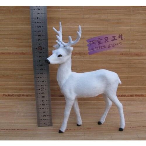 New simulation male deer model toy resin&fur white deer doll gift about 20x10x26cm 2154