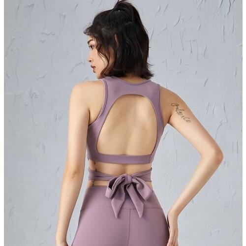 Spring/summer New Yoga Sports Jacket Female Back Hollow Strap Sports T-shirt Gym Running Jacket