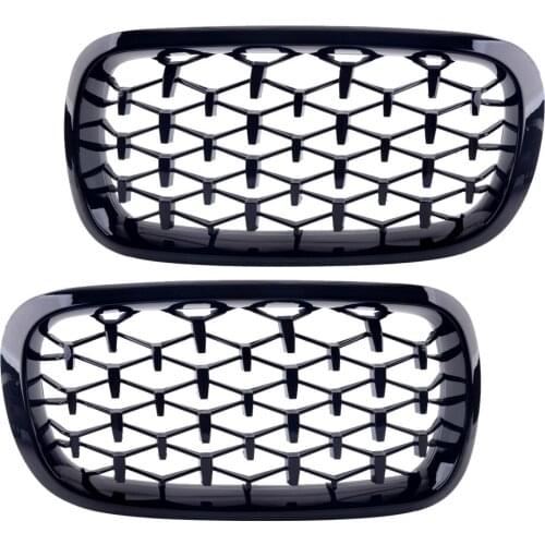 2Pcs Gloss Black Diamond Meteor Front Kidney Grille Fit for BMW X5 F15 2014-2018 51117294486 51117294485 51137316061 51137316062