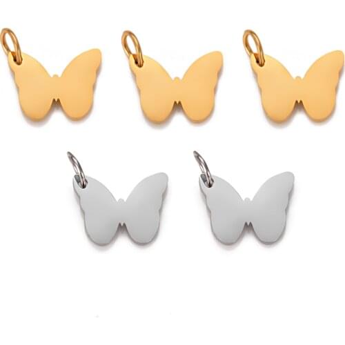 5Pcs Stainless Steel Butterfly Charm Pendants For Connection DIY Necklace Bracelet Jewelry Making Designer Charms Wholesale