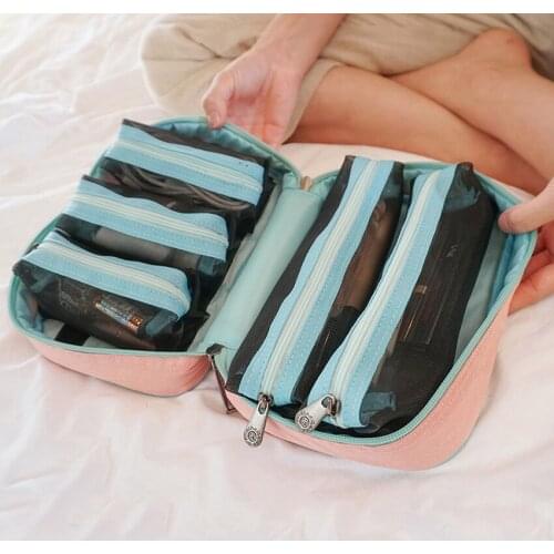 Portable Travel Storage Bag Multifunction Women Cosmetic Bag for Makeup Waterproof Large Capacity Bathroom Organizer Detachable