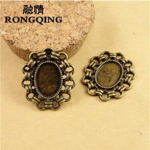 RONGQING 14*10MM 60pcs/lot Chain Retro Tray necklace DIY Accessories Wholesale Craft