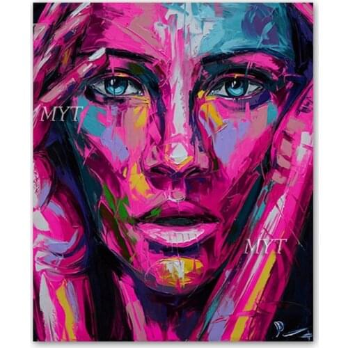 Sexy Woman Portrait Painting 100% Hand Painted Knife Face Art Canvas Wall Decor Art Oil Painting For Modern Living Room Artwork