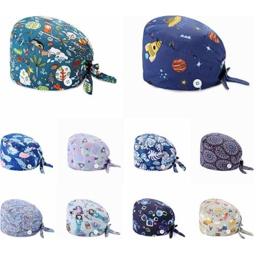 Womens Operating Room Hats Pharmacy Nursing Cap Laboratory Pet Shop Doctor Hat Surgicals Hat Unisex Floral Operating Room Hat