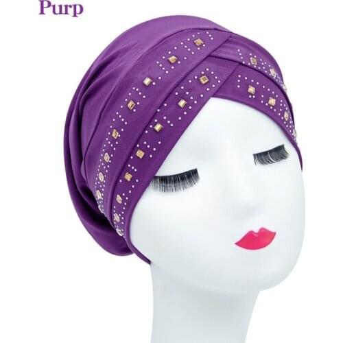 Bonnets For Women Designer New Hot Cross Forehead Hats Fashion Ironed Diamond Adult Hats Muslim Ethnic Wind Chemotherapy Hats