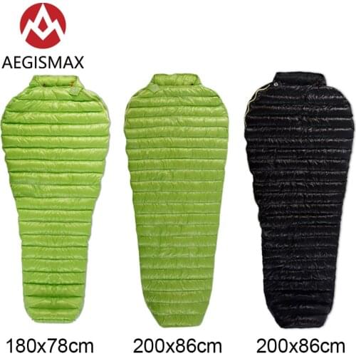 AEGISMAX 2020 Ultra-Light Adult Outdoor Camping Splicing Down Sleeping Bag Nylon Mummy Three Season Goose Down Sleeping Bag 600g