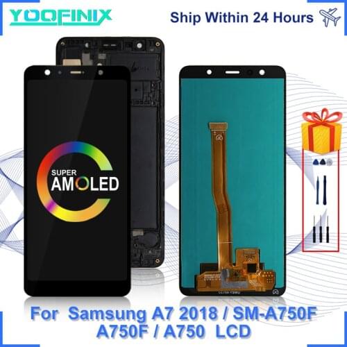 Super AMOLED For Samsung Galaxy A7 2018 Display Touch Screen Digitizer Replacement Parts For SM-A750F/DS A750G A750 LCD Display