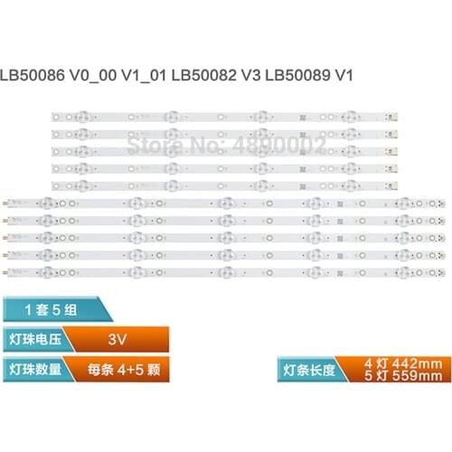 Nuevo 10 unids/set tira de LED para iluminación trasera para 50PUS6162 50PUS6703 50PUS6753 LB50082 V0_03 V1 LB50089 LB50086 1562