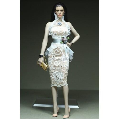 Tbleague 1/6 Scale White Dense Fog Gauze Jumpsuit Hip Skirt for 12in Action Figure Steel Body Model Toys