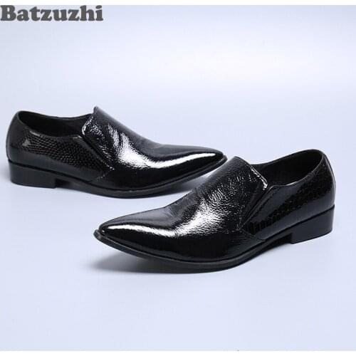 Batzuzhi Luxury Men Shoes Soft Black Genuine Leather Dress Shoes Men Zapatos Hombre Formal Business Shoes Male, Big Size 38-46