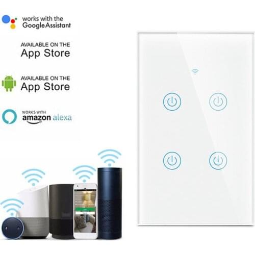 US 1/2/3/4 Gang Smart Switch Universal Smart Wifi Switch Automation Modules Zero Fire Single Fire Control With Alexa Google