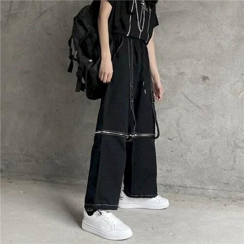 Spring and Autumn 2020 Street Detachable Two-wear Overalls Women Fashion Korean Wide-leg Loose and Thin Straight Casual Pants
