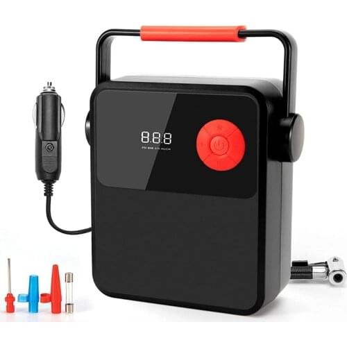 Tire Inflator Air Compressor, 12V Tire Pump with Digital Display, Air Pump with LED Lighting for Car Bicycle Inflatables