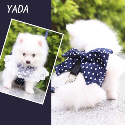 YADA New Puppy Pet Dogs Clothes Summer Dog Costume Sling Princess Dress Teddy Decor Bow Knot Dress For Small Dog With tow rope
