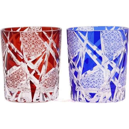Hand Blown Glasses Japanese Popular Drinking Glasses Cut to Flower Pattern Glasses Tumbler for Drinking