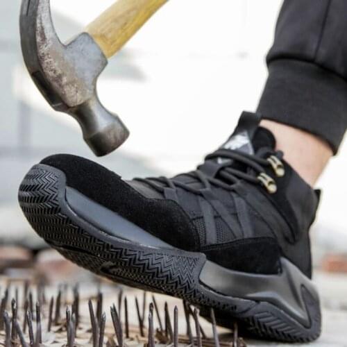 Steel Toe Safety Shoes Men Anti-smashing Non-slip Breathable Fashion Work Sneakers Construction Indestructible Safety Boots