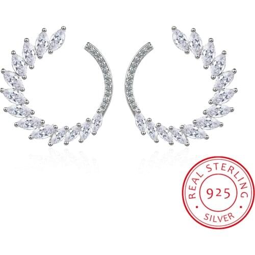 2020 Fashion 925 Sterling Silver Bling Zirconia Rhinestone Circle Garland Stud Earring Pendientes Brincos Fine Jewelry