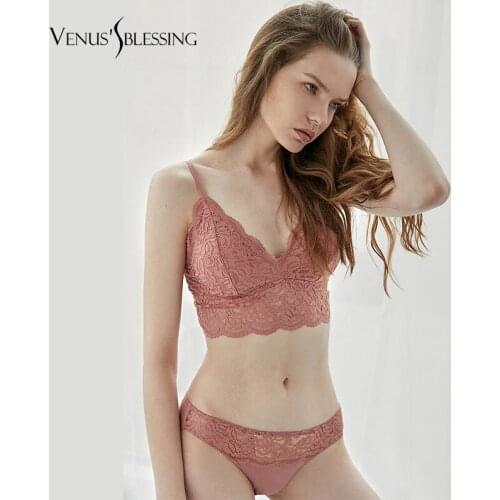 VENUSS BLESSING Brand French Sexy Romantic bralette Temptation Lace Ultrathin Bra Set Young Women Underwear Set Lade Bra