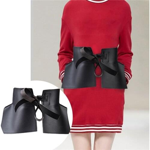 Women Belt Female Skirt Leather Waist Belts Fashion Ladies Pu Black Bow Wide Harness Dresses Designer Waistband