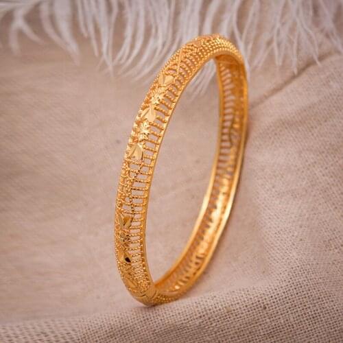 1Pcs Dubai Gold Color Jewelry bangles high quality women Ethiopian Bangles&Bracelets Jewelry wedding bridal Bangles Gift