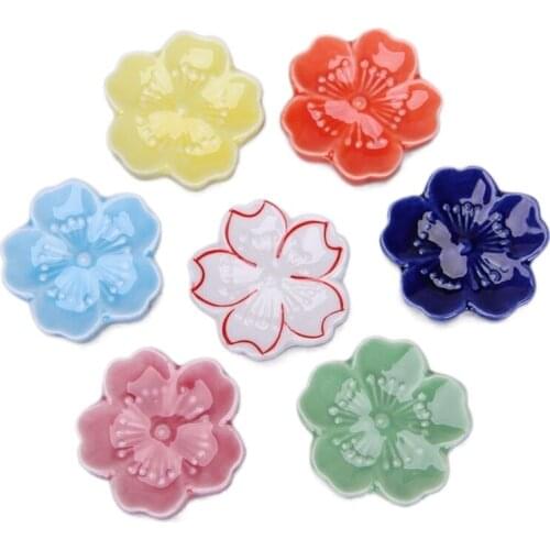 1PC Beautiful Cherry Blossom Stand and Chopsticks Ceramic Stand for Table Knives, Forks, Spoons, Chopsticks, In Case They Fall