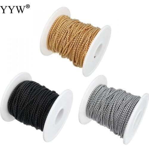 10m/Spool 3mm Stainless Steel Box Chain for Jewelry Making Bracelet Necklace 2021 Black Gold Color Chain Link Reel Bobbin Chains