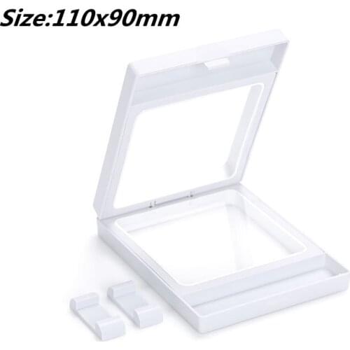 110*90MM PET Membrane Jewelry Ring Pendant Display Stand Holder Bague Packaging Box Protect Jewelery Floating Presentation Case