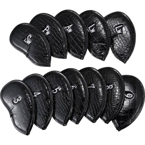 12Pcs Exquisite PU Golf Club Cap Protector Golf Iron Head Cover Set Accessories