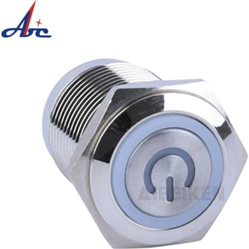 19mm Latching Momentary ON Reset Power Symbol Led Waterproof Normally Open Short ON OFF Push Button Switch