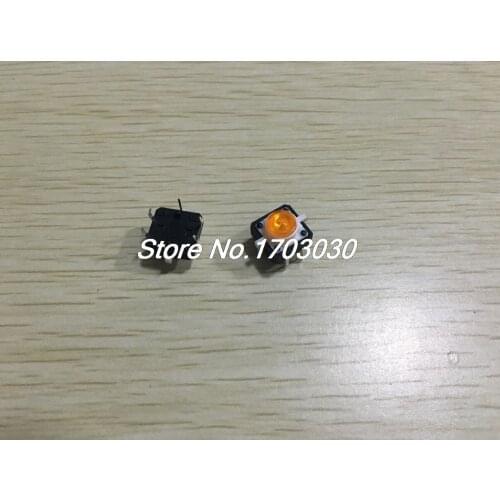 2pcs Yellow LED Light Momentary Tactile Tact Push Button Switch 12 x 12mm x 11mm DIP