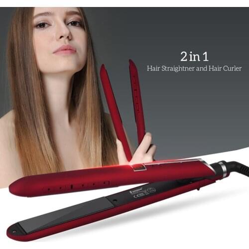 2 in 1 Negative Ions Ceramic Vapor Hair Straightener Flat Iron Steam Hair Curler Curling Iron LCD Display Hair Styling Tools
