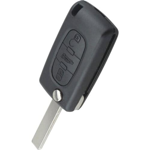 3 Buttons Folding Replacement Key Remote Fob Shell Black Case with Uncut Car Flip Key for Peugeot 107 207 307 407 408 2008-2018
