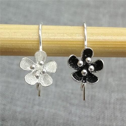 4 Pairs of 925 Sterling Silver Floral Blossom Flower Earring Ear Wire Hooks