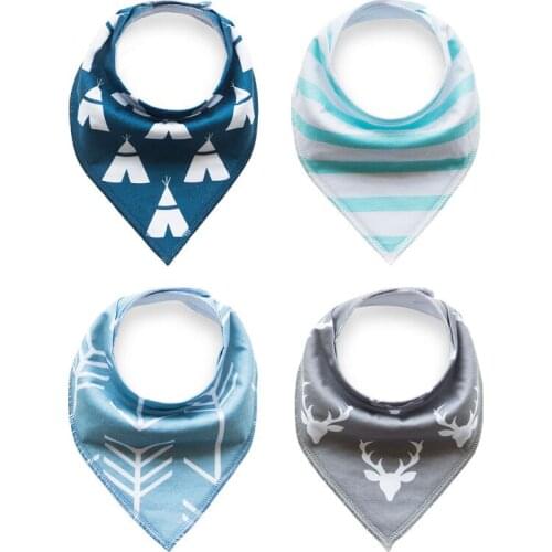 4Pcs Baby Bibs Soft Cotton Toddler Newborn Kids Triangle Scarf Colorful Printing Baby Bandana Baby Towel Infant Bibs Burp B0632