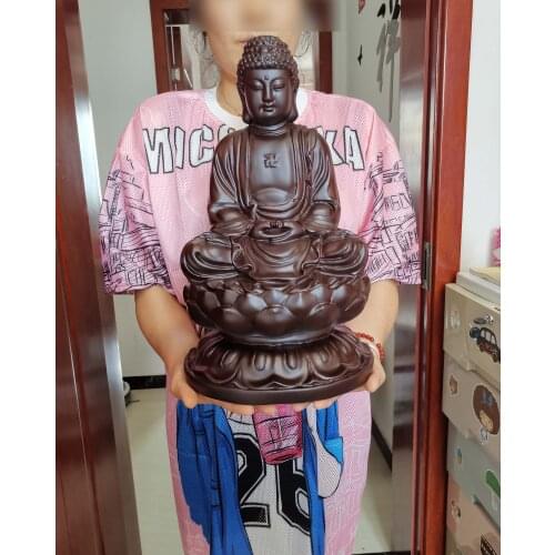 40CM large Southeast Asia Efficacious protection worship Ebony wooden Sakyamuni Buddha HOME Shop shrine altar FENG SHUI statue