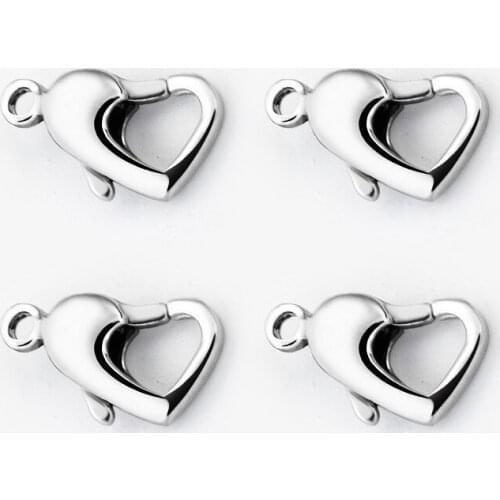 5pcs/lot Stainless Steel Heart-shaped Lobster Buckle DIY Accessories Material Necklace Bracelet Joint Link Spring Buckles Crafts