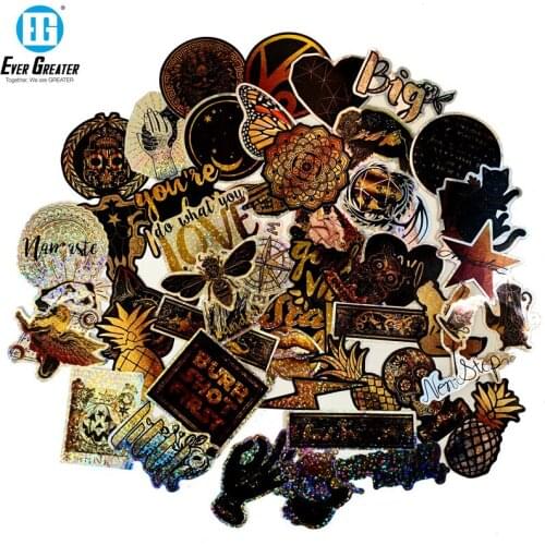 50Pcs Laser Stickers Cool Waterproof Spoof Graffiti Skateboard Pad Car Laptop Snowboard Bicycle Luggage Decal Sticker