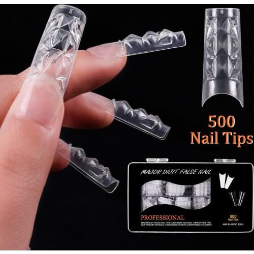 500Pcs/set Straight Square Tips Full Cover False Nails Acrylic Press on Fake Nails Coffin Shape Professional Fake Nails DIY Tool