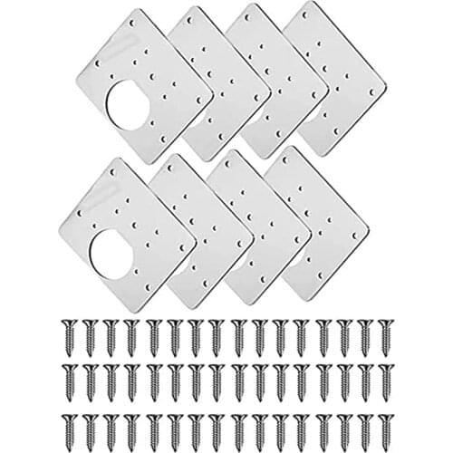 GTBL 8PCS Stainless Steel Hinge Fixing Plate Cabinet Door Hinge Repair Installer Cabinet Door Repair Hinge Repair Plate