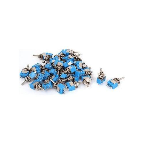 AC 2A/250V 6A/125V SPDT ON/ON 6mm Thread 3 Terminals Toggle Switch Blue 36pcs MTS 102