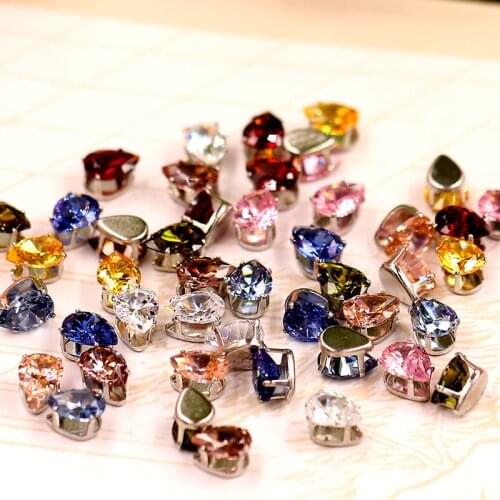 Free shipping 6x8mm 20pcs/lot Super flash Multicolour DR shape Natural zircon,sew on stones for diy/Jewellery accessories