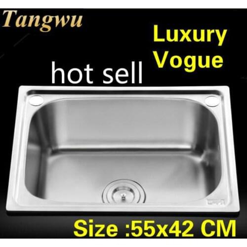 Free shipping Apartment luxury kitchen single trough sink vogue wash vegetables 304 stainless steel hot sell 55x42 CM