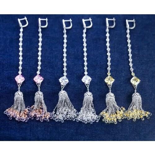 Designer Fashion 925 Sterling Silver Jewelry 3A Cubic Zirconia Party Earring