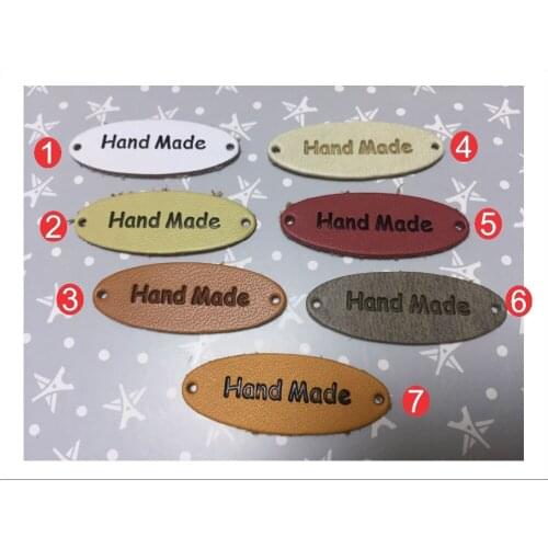 50pcs Oval shape hand made PU leather Labels 40mm*10mm jacket label garment accessories